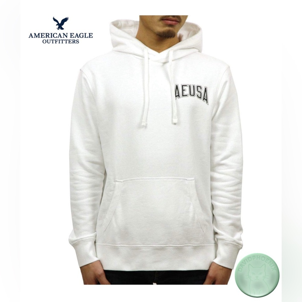 American Eagle Outfitters White Hoodie with Logo size S